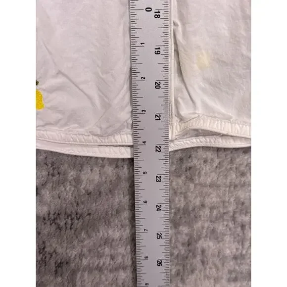 Anthropologie Shirt Medium Womens Maeve White Lemon Embroidered Button Down - Picture 6 of 8